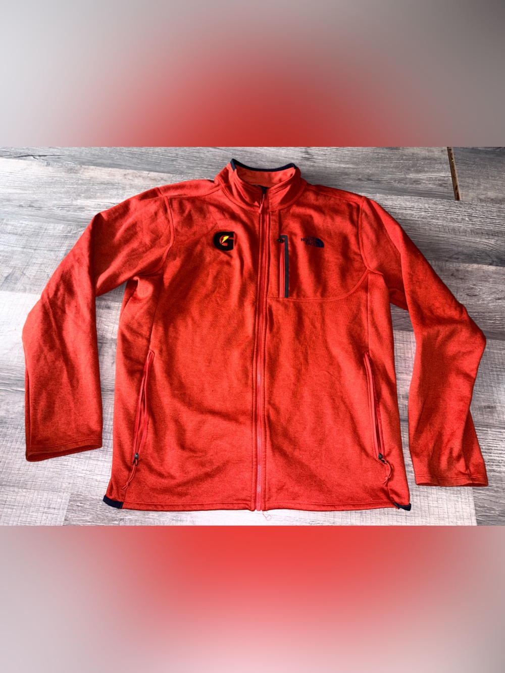 The North Face Gatorade Skyline Fleece Jacket Mens L Orange Full Zip